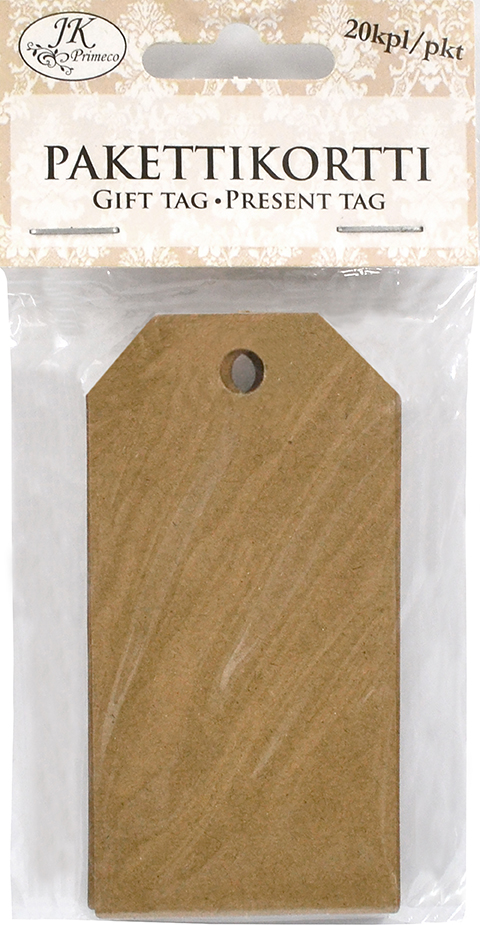 Gift tag 4 x 8cm recycled brown 20pcs