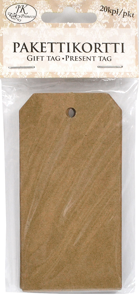 Gift tag 5 x 10cm recycled brown 20pcs