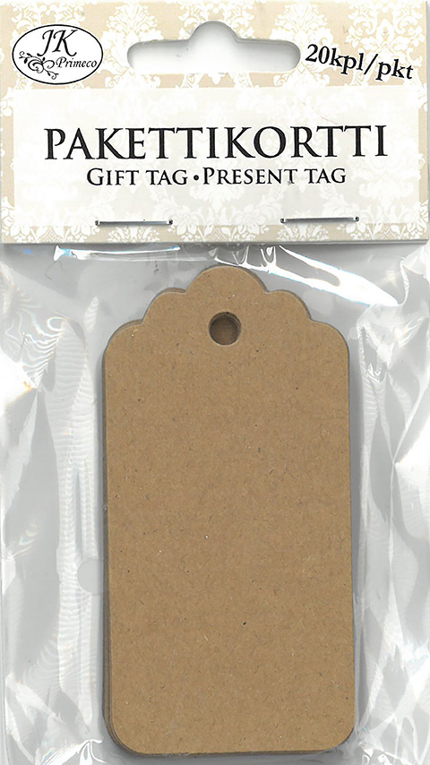 Gift tag 4 x 8cm recycled brown 20pcs