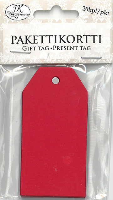 Gift tag 4 x 8cm red 20pcs