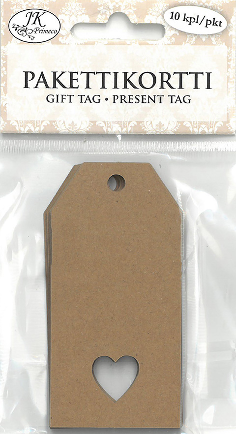 Gift tag Heart recycled brown 10pcs