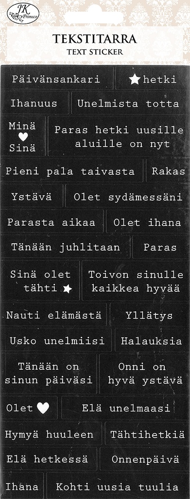 Text sticker Sanonnat mustavalkoinen