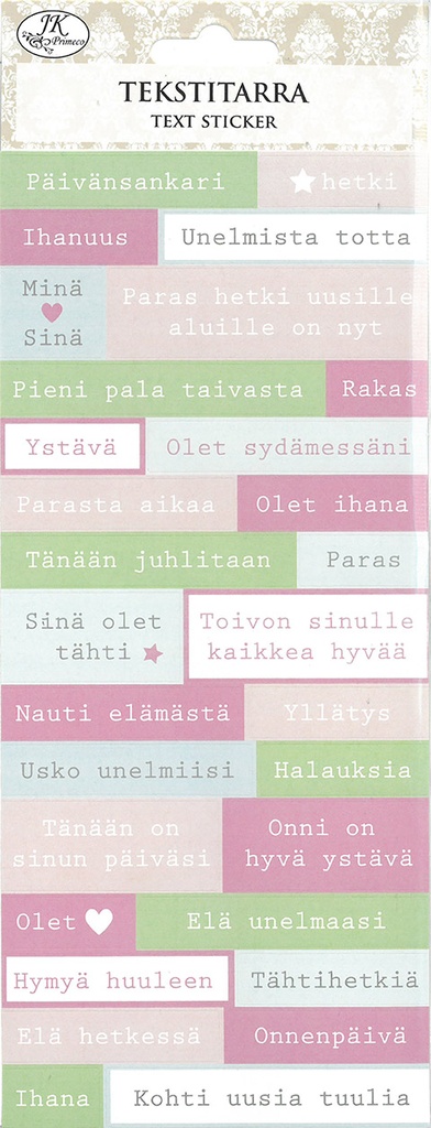 Text sticker Sanonnat pastelli