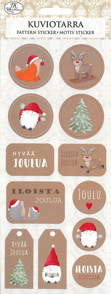 Pattern sticker Tonttu ja teksti natur