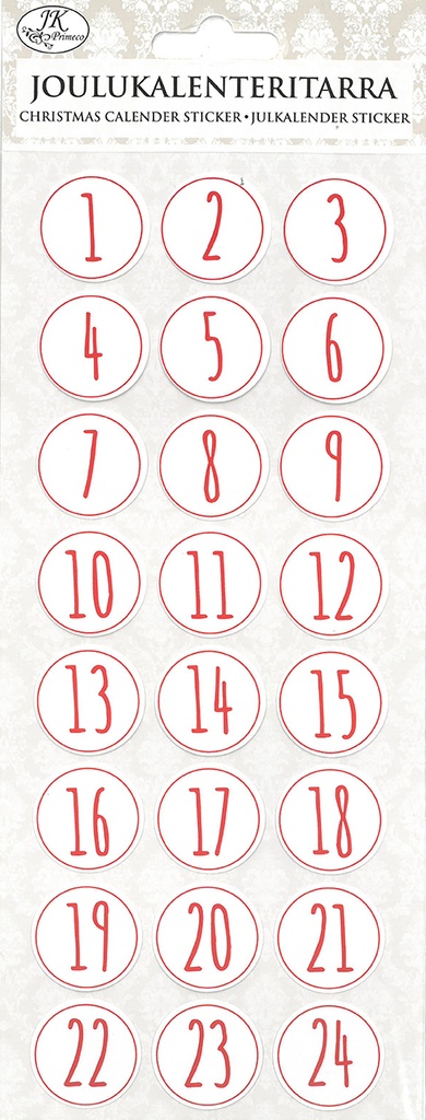 Christmas calendar sticker red/white