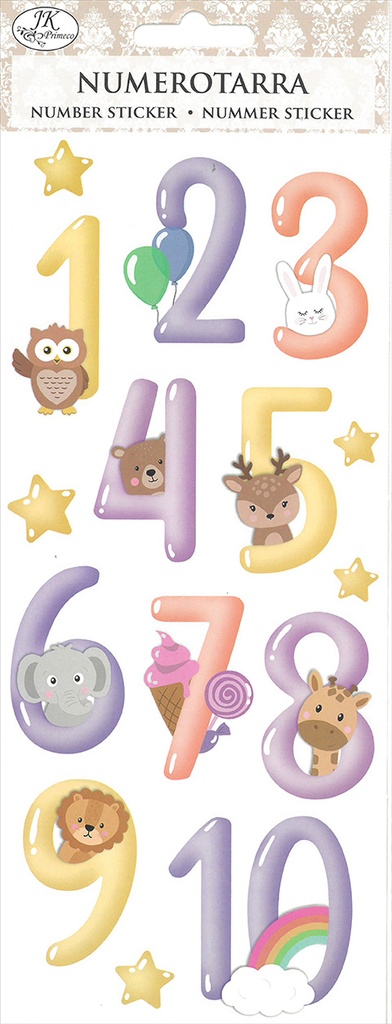 Number sticker Cute animals