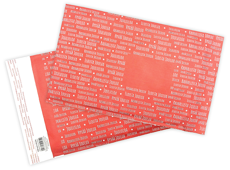 Bubble mailer Jouluteksti punainen