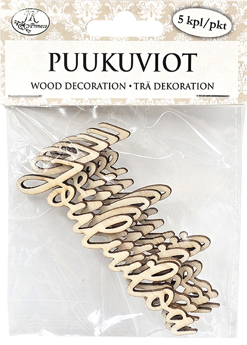 Wood decorations Jouluiloa 5pcs