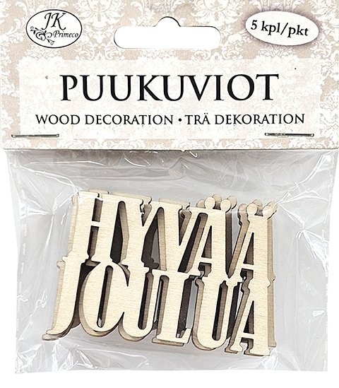 Wood decorations Hyvää joulua 5pcs