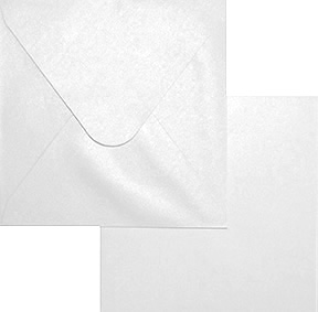 Folded pearlescent card + envelope square white 5pcs+5pcs