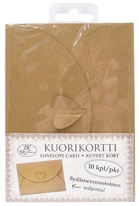 Envelope card Heart recycled brown 10pcs