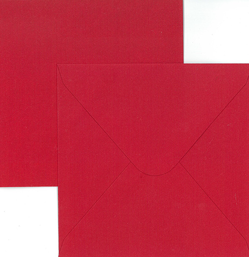 Folded card + envelope square red 5pcs+5pcs