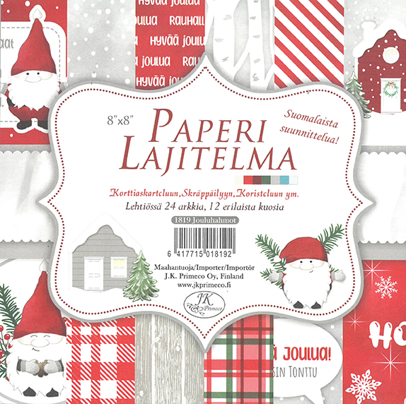 Paper assortment 8x8 Jouluhahmot