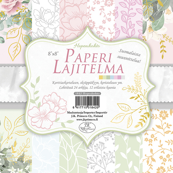 Paper assortment 8x8 pearlescent silver 