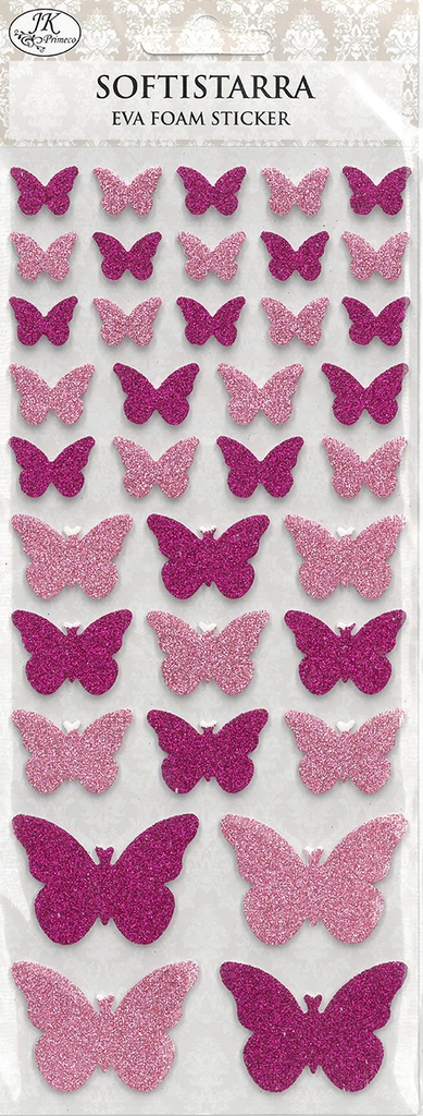 Eva foam sticker Butterfly pink glitter
