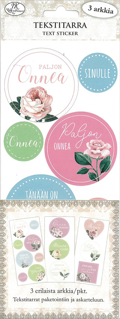 Text sticker iso Ruusut pastelli 3 sheets