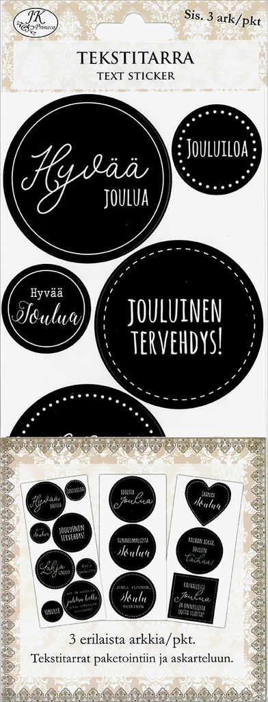 Text sticker iso Joulu musta 3 sheets
