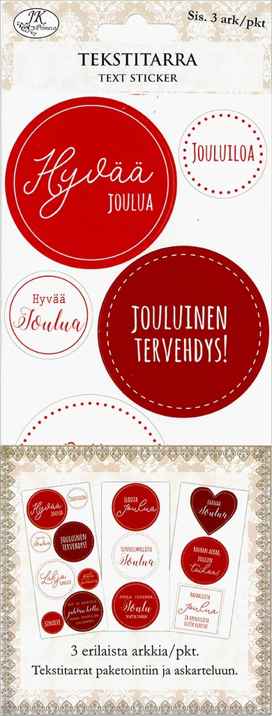 Text sticker iso Joulu punainen 3 sheets