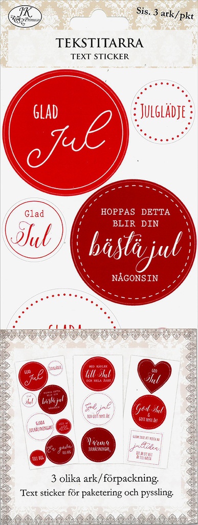 Text sticker stor Jul röd 3 sheets