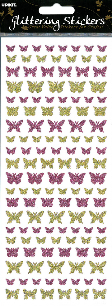 Glitter sticker Butterflies gold/pink