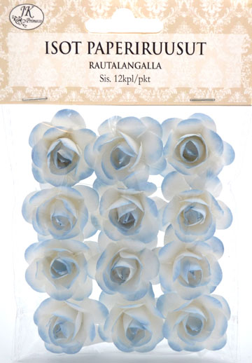 Paper roses big light blue 12pcs
