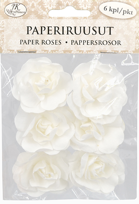 Paper roses big white 6pcs