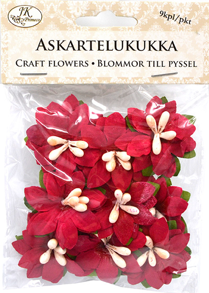 Craft flowers Poinsettia red 9pcs