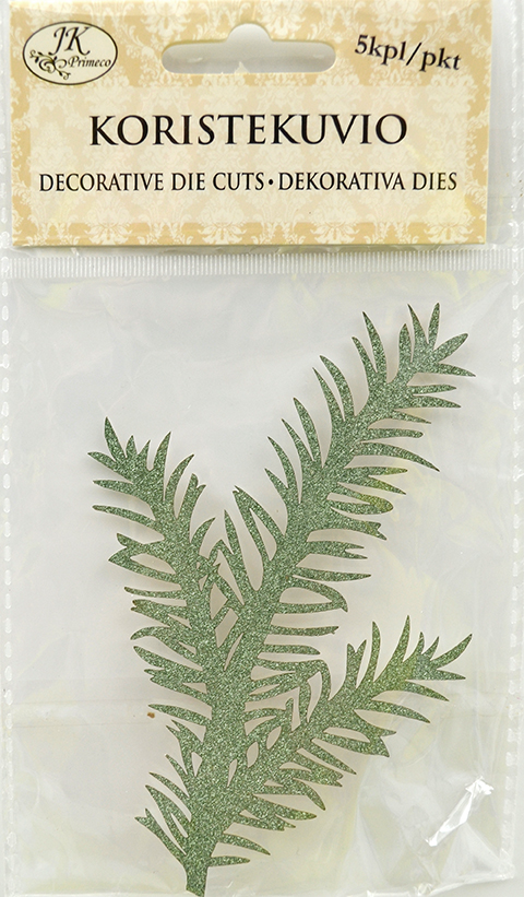 Decorative die cut branch big glitter green 5pcs