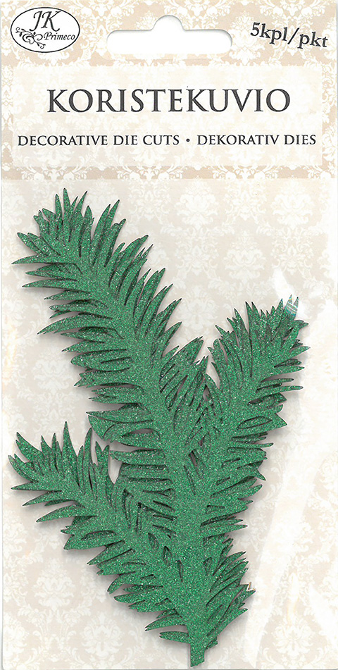 Decorative die cut branch big glitter green 5pcs