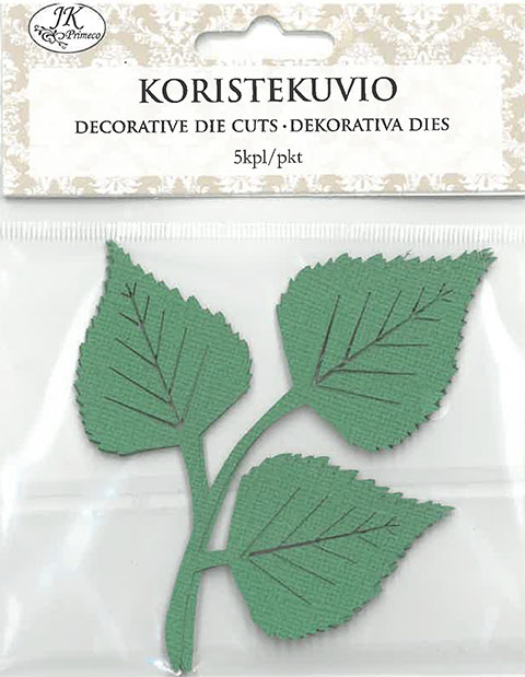 Decorative die cut Birch leaves green 5pcs