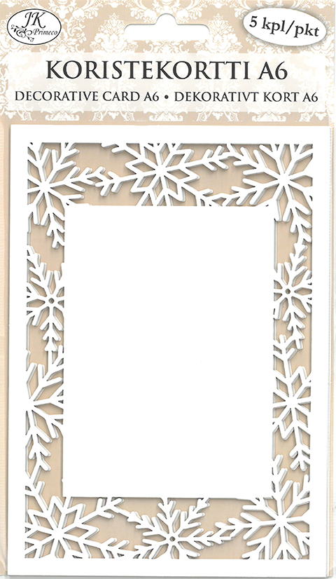 Decorative card A6 Snowflake white 5pcs