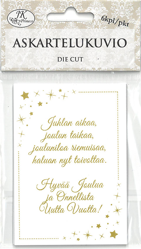 Die cuts Jouluteksti kultafolio 6pcs