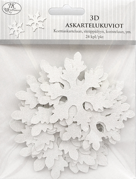 3D Die cuts Snowflake white 24pcs
