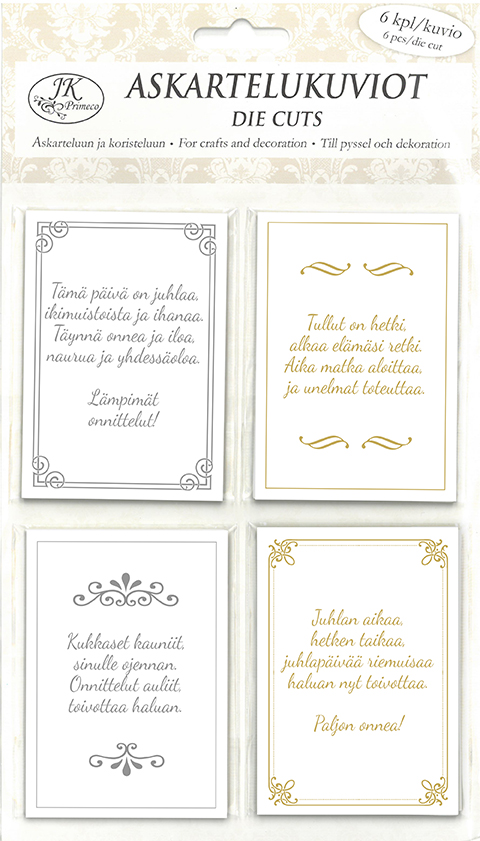 Die cuts Toivotukset kulta/hopeafolio