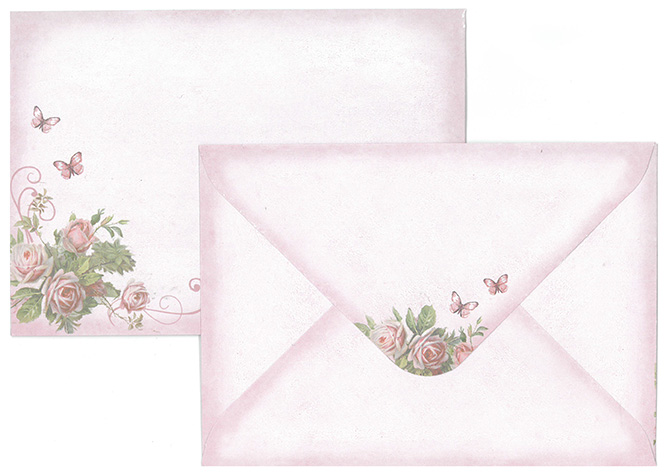 Envelope C6 Roses pink 10pcs