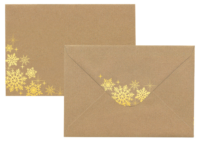 Foil envelope C6 Snowflake gold recycled brown 10pcs