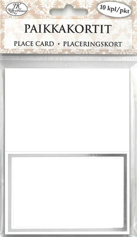 Place card Silver foil white 10pcs