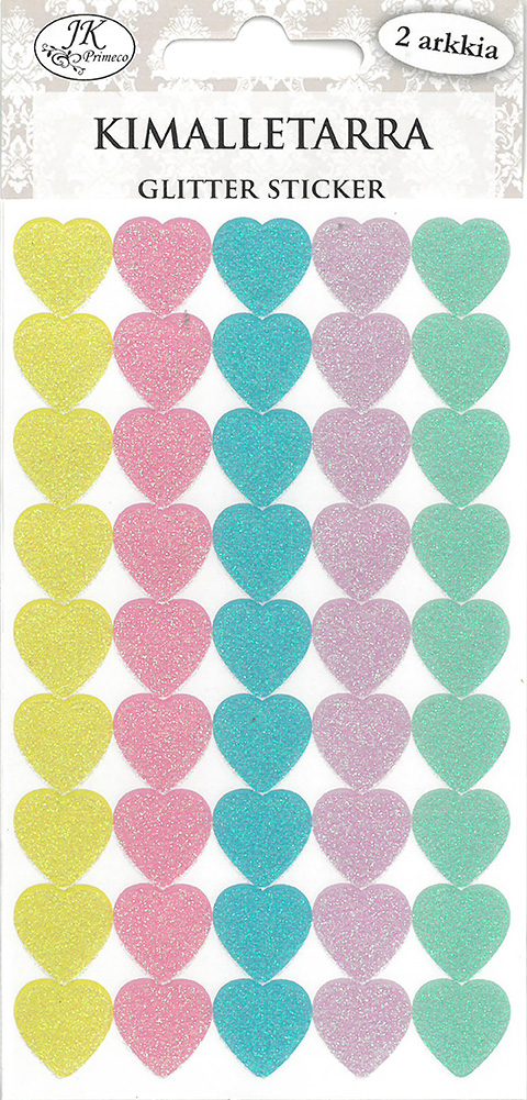 Glitter sticker Hearts pastel 2 sheets