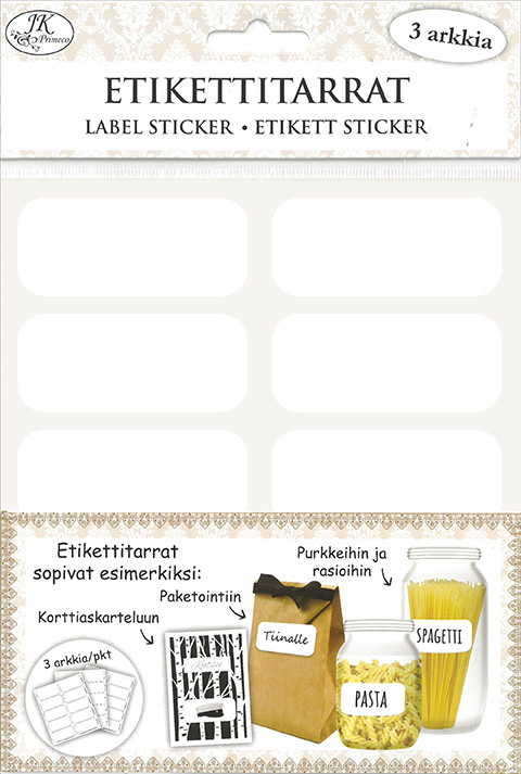 Label sticker rectangle white 3 sheets