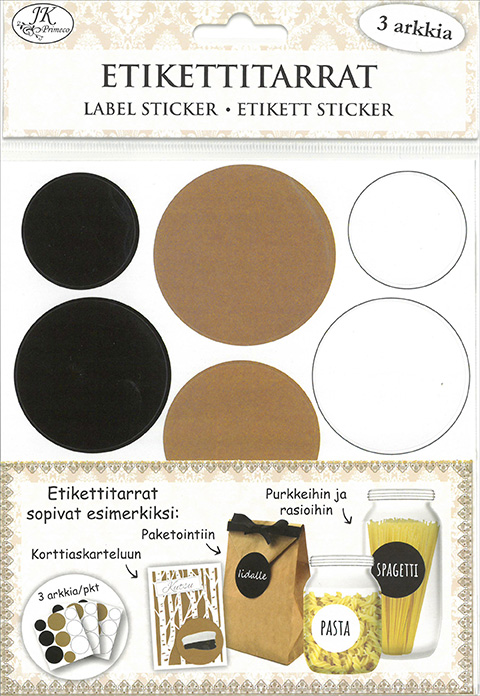 Label sticker round recycled brown/black 3 sheets 