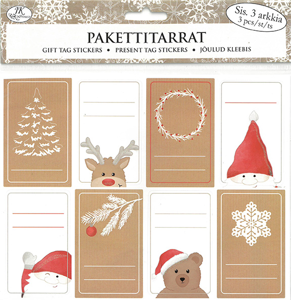 Gift tag sticker Christmas theme natural 3 sheets