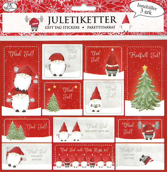 Gift tag sticker Tomte 3 sheets