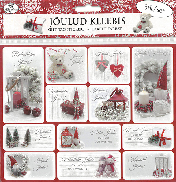 Gift tag sticker Deco punane 3 sheets