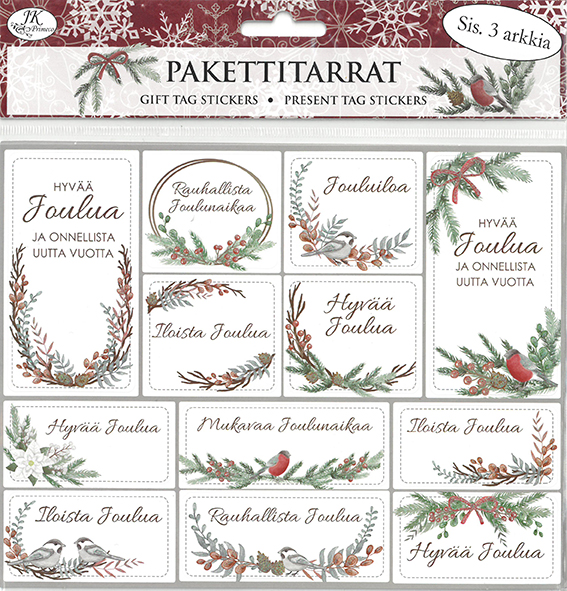 Gift tag sticker Koristehavut 3 sheets