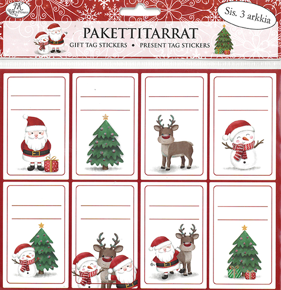 Gift tag sticker Happy Christmas characters 3 sheets