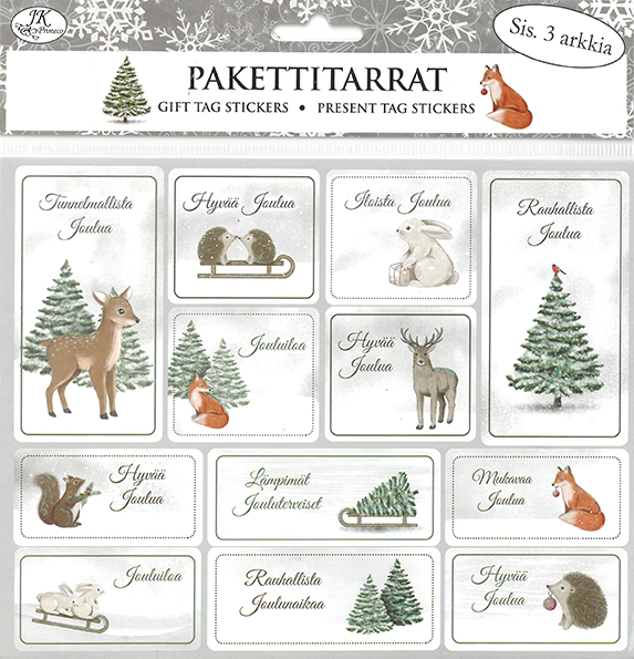 Gift tag sticker Talvi luonto 3 sheets
