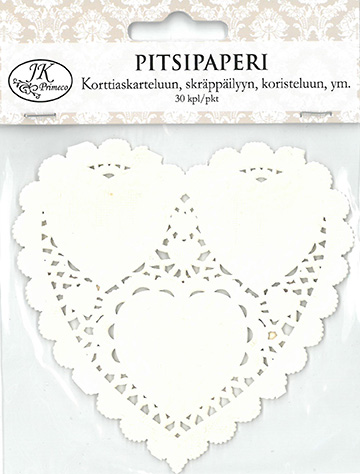 Lace paper Heart off-white 30pcs
