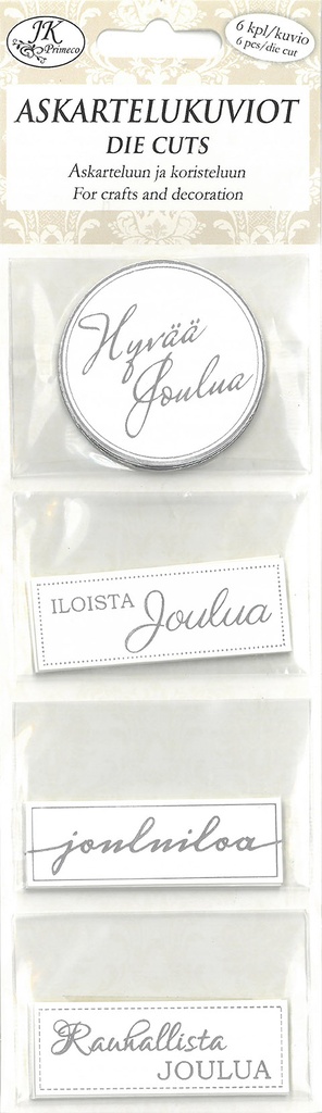 Die cuts narrow Jouluteksti hopea