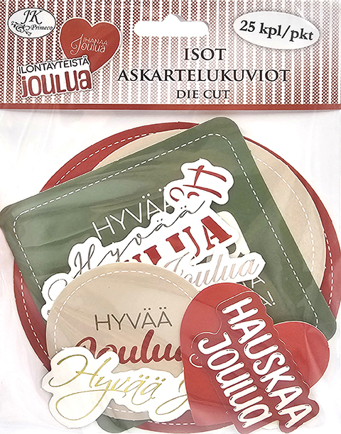 Isot askartelukuviot Joulutekstit punavihreä 25kpl