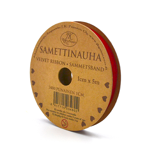 Velvet ribbon 1cm x 5m red